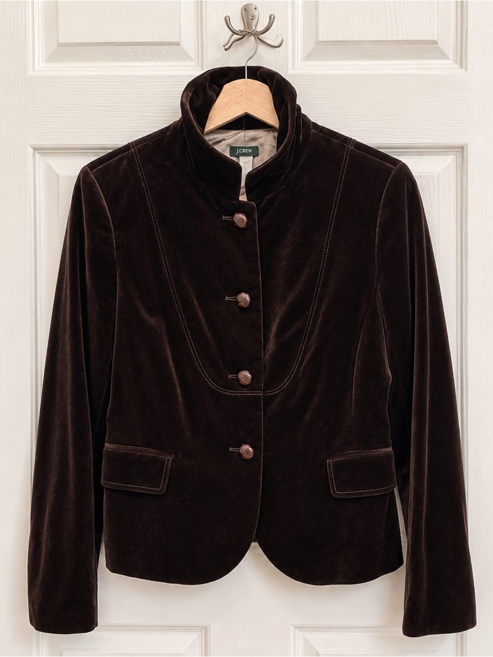 J. Crew Bella Velvet Button-Front Blazer